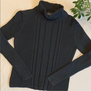 100% Cotton Liz Claiborne Black Ribbed Turtleneck